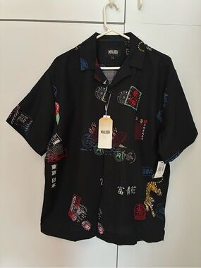Malibu by Drill Company Collared Size Large Short-Sleeve Printed Men’s NWT